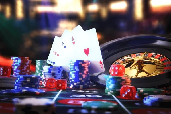 Visualisasi taruhan sportsbook dan casino live dengan efek neon merah di vip4dp